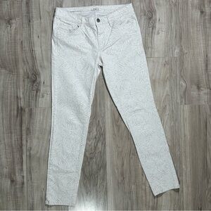 ANN TAYLOR LOFT White / Tan PAISLEY Modern Skinny Jeans 28 / 6